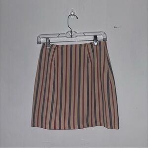 The Fifth Label Beige Burgundy Striped Y2K Mini Skirt XXS